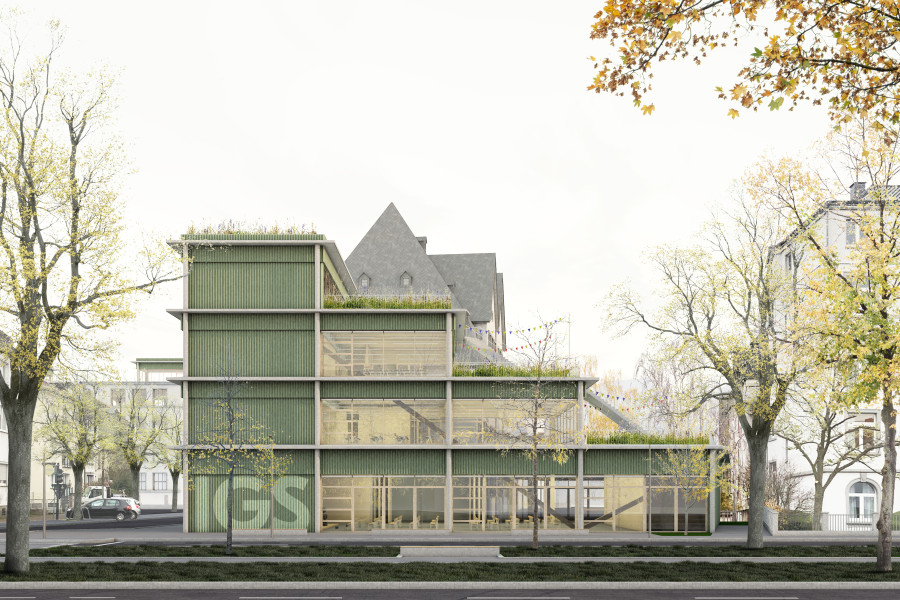 Visualisierung des Entwurfs für den Anbau der Holbeinschule (Stand: Wettbewerb)