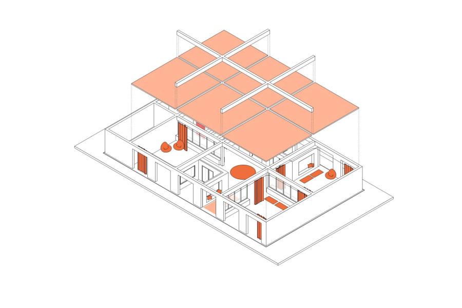 Isometrie zum Thema "Raumakustik" aus dem Pilotprojekt "Schulbau Open Source" Weimar
